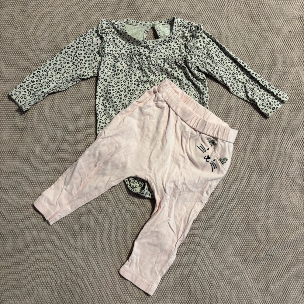 Carter's Gray and Pink Leopard Print One Piece Set